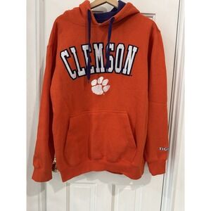 Clemson Tigers Hoodie Pullover Men's M Stitched Logo Orange E5 Sweatshirt